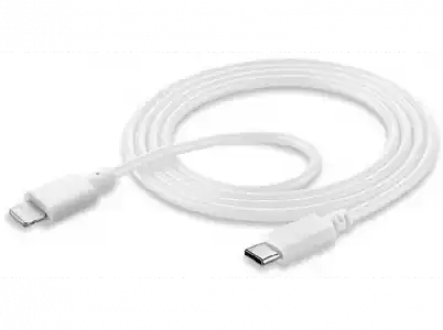 Cable USB - CellularLine, 2.0 USB-C ™, Apple Lightning, 15 cm, Blanco