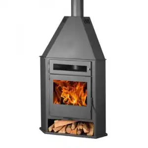 Chimenea De Leña Rinconera Eco Design Modelo R8 Horno Titanium