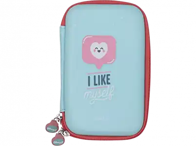 Estuche - Mr. Wonderful WMRDDP003, Diseño I like myself, Impermeable, Cremallera, Azul celeste