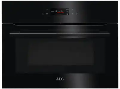 Horno compacto - AEG KMK761080B, Esmalte fácil limpieza, 43 l, Microondas + Grill, 60 cm, Negro