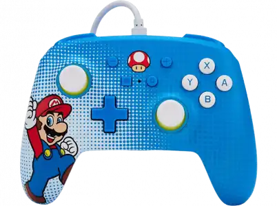 Mando - Power A Enhanced Wired Controller Mario Pop Art, Para Nintendo Switch, USB, Azul