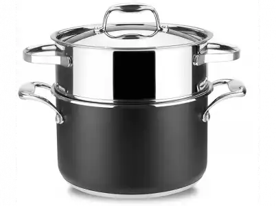 Olla - Magefesa Prisma Cocina Vapor 20 cm, Acero inoxidable, Especial inducción, Negro