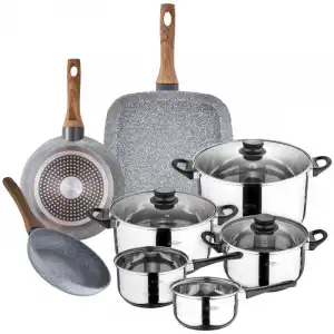 San Ignacio Toledo Batería de Cocina 8 Piezas + Set de 2 Sartenes Daimiel + Satén Asador