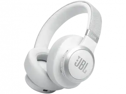 Auriculares inalámbricos - JBL Live 770, Cancelación ruido adaptativa, Autonomía 65h, Bluetooth, Blanco