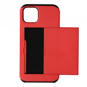 Avizar Funda Defender Antigolpes con Compartimento de Tarjetas Corredero Roja para iPhone 13