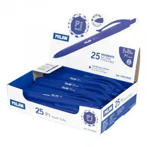 Milan Caja Expositora 25 Bolígrafos P1 Touch Tinta de Aceite Retráctil Azules