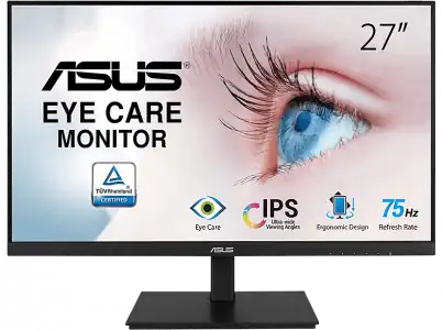 Monitor - ASUS VA27DQSB, 27" FHD, IPS, 5ms, 75Hz, Altavoces, Eye Care, Adaptive-Sync, DisplayPort, HDMI, Negro