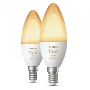 Philips Hue White Ambiance Pack 2 Bombillas LED Inteligentes B39 E14 4W Luz Blanca Cálida a Fría