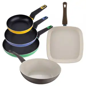 San Ignacio Set de 3 Sartenes Aluminio Prensado 18/22/26cm + Asador 28cm + Wok 28cm