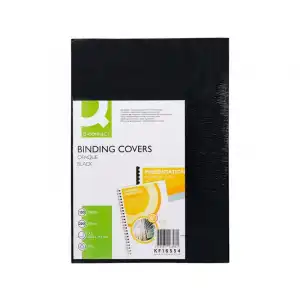 Tapa De Encuadernacion Q-connect Pvc Din A3 Opaca Negra 200 Mc Caja De 100 Unidades
