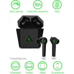 Auriculares Inalámbricos Gaming Ksix Saga, Baja Latencia, Led, Bluetooth 5.0, Autonomía 4+12h, Control Táctil, Negro