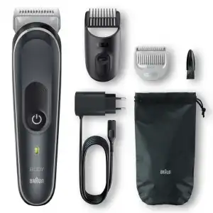 Braun - Recortadora Corporal 5 BG5350, Afeitadora Corporal Masculina Con Peine Para Zonas Sensibles, Gris/Blanco