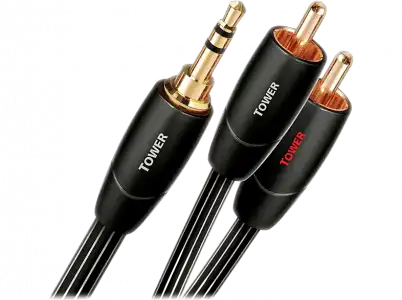 Cable RCA - AudioQuest Tower, 2x RCA, 1x Jack 3.5 mm, Para audio y vídeo, 3 m, Polietileno, Negro