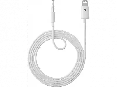 Cable USB - CellularLine AUXMUSICMFIW, Jack 3,5mm, Lightning, Blanco