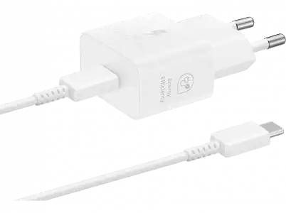 Cargador - Samsung EP-T2510XWEGEU, 25 W, Super Fast Charging, Con Cable, 1 m, Blanco