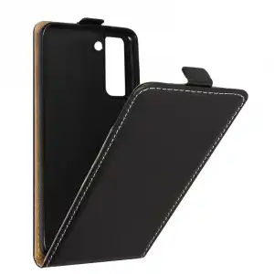 Funda Samsung Galaxy S21 Fe Cierre Vertical Tarjetero Efecto Piel Caballo Negro