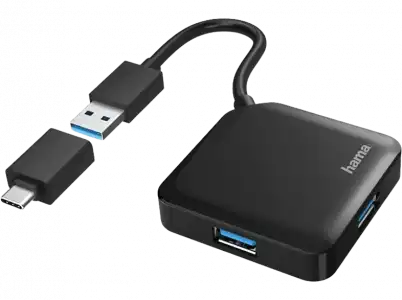 Hub USB/Concentrador - Hama 00200116, 4 Puertos, USB 3.2, Negro