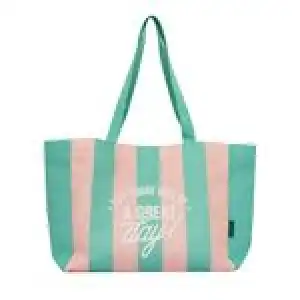 Mr Wonderful Bolsa de tela YAY! Today will be a great day! rosa y verde