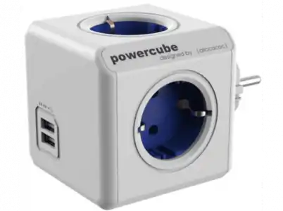 Regleta - PowerCube BXPC1200 Azul, 4 tomas + USB