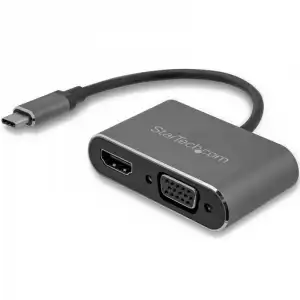 Startech Adaptador Gráfico USB-C a VGA/HDMI Gris Espacial