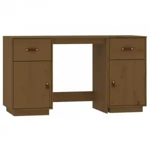 Vidaxl Escritorio Armarios Madera Maciza Pino Marrón Miel 135x50x75cm
