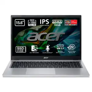 Acer - Portátil Aspire 3, Ryzen 5, 16GB, 512GB SSD, 15.6", FreeDOS / Sin Sistema Operativo