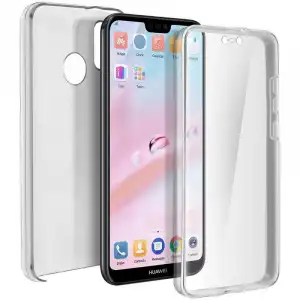 Avizar Funda Doble Silicona Transparente para Huawei P20 Lite