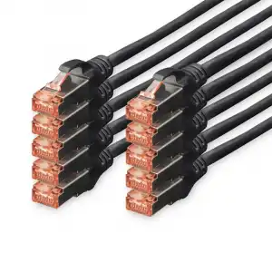 Digitus 10x Cable de Red Cat6 S/FTP S-STP 0.25 m Negro