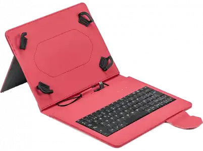 Funda Tablet - Maison Technologique Urban, Universal, Para tablets de hasta 10.2", Teclado integrado, USB-C, Rojo