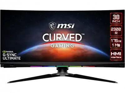 Monitor gaming - MSI Optix MEG381CQR Plus, 37.5 ", WQHD, 1 ms, 175 Hz, Rapid IPS, G-SYNC ULTIMATE, USB 3.2/ Jack 3.5 mm/ HDMI/ DP, Negro