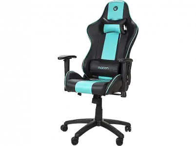 Silla gaming - Nacon PCCH-550, Altura regulable, Tela transpirable, 5 ruedas, Cojín lumbar ergonómico, Hasta 110 kg, Turquesa