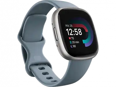 Smartwatch - Fitbit Versa 4, 1.34" FHD AMOLED, 129 209 mm, 5 ATM, Bluetooth 5.0, 6 días, Azul Platino