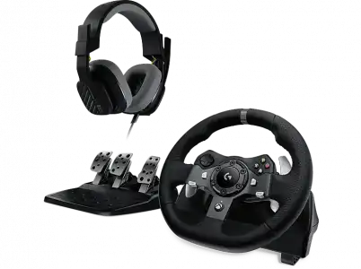 Volante - Combo Logitech G G920 + Auriculares gaming ASTRO A10, Xbox/PC, Force Feedback, Pedales ajustables, Giro 900°, Micrófono volteable, Negro