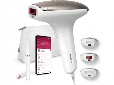 Depiladora IPL - Philips Lumea S7000 BRI923/00, Luz pulsada, 12 meses sin vello, 3 cabezales, cara y cuerpo, 250.000 pulsos, 5 ajustes luz