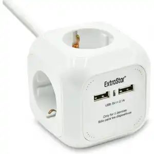 Extrastar PowerCube Base 4 Tomas + 2 USB Blanca