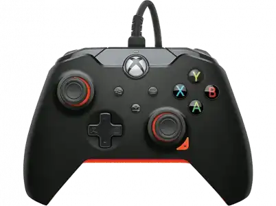 Mando - PDP Atomic Black, Para Xbox, Cable desmontable, Negro y Naranja