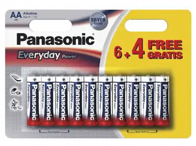 Pilas AA - Panasonic Everyday Power, Batería alcalina, 6+4 unidades