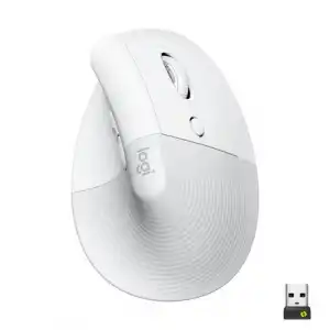 Ratón - Logitech Lift Vertical Ergonómico, Inalámbrico, 4000 ppp, Blanco