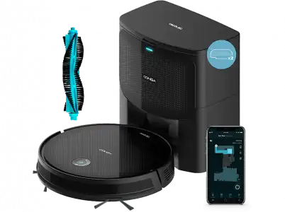 Robot friegasuelos - Cecotec Conga 2299 Ultra Home X-Treme, 4 en 1, Incluye base de autovaciado, 3 L, 160 min, Alexa, Wi-Fi, Negro