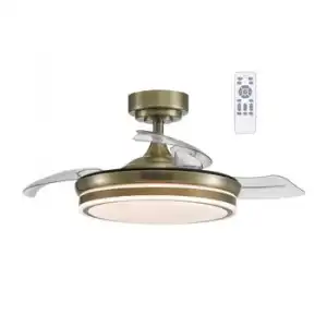 Ventildor De Techo Con Luz Y Aspas Plegables Wonderlamp Perla Mini - Cuero Ø91cm