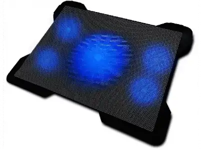 Base de refrigeración - Woxter Notebook Cooling Pad 1560, 15.6", 5 ventiladores, 2 puertos USB, Luces azules LED, Negro