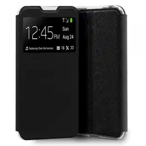 Cool Funda Flip Cover Liso Negro para Motorola Moto G9 Plus