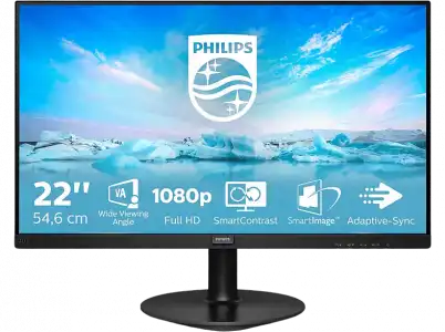 Monitor - Philips 221V8, 21.5"FHD, 4 ms, 75 Hz, SmartContrast, Mod EasyRead, LowBlue Mode, Negro