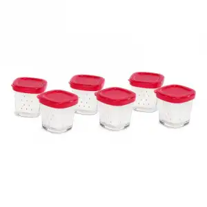 Tefal XF100501 Set 6 Tarros Tapa Roja para Yogurtera Multi Délices Express