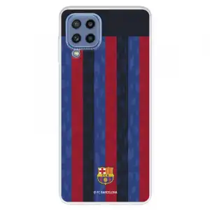 Funda Para Samsung Galaxy M32 Del Fc Barcelona Fondo Rayas Verticales - Licencia Oficial Fc Barcelona