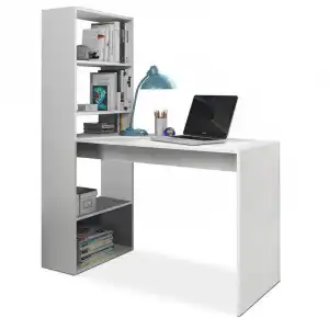 Habitdesign Duplo Mesa de Escritorio con Estantería Blanco Artik