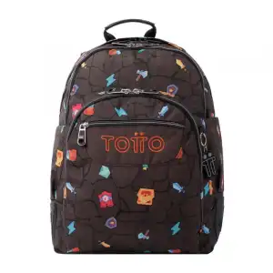 Mochila Escolar Totto Estampado Videojuego Crayoles Negro