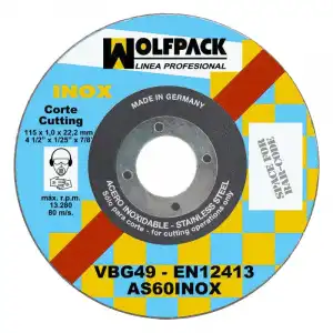 Wolfpack Disco Corte Abrasivo Inoxidable 115x1.0x22.2mm