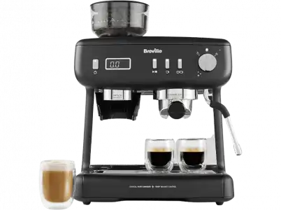 Cafetera express - Breville Barista Max+ VCF152X, 1600 W, 15 bar, Hasta 3 tazas, Molinillo Tap&Go, Negro