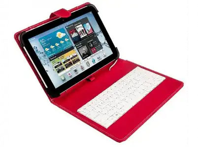 Funda con teclado - Silver HT 19161, Para tablet de hasta 10.4", microUSB, rojo, función soporte